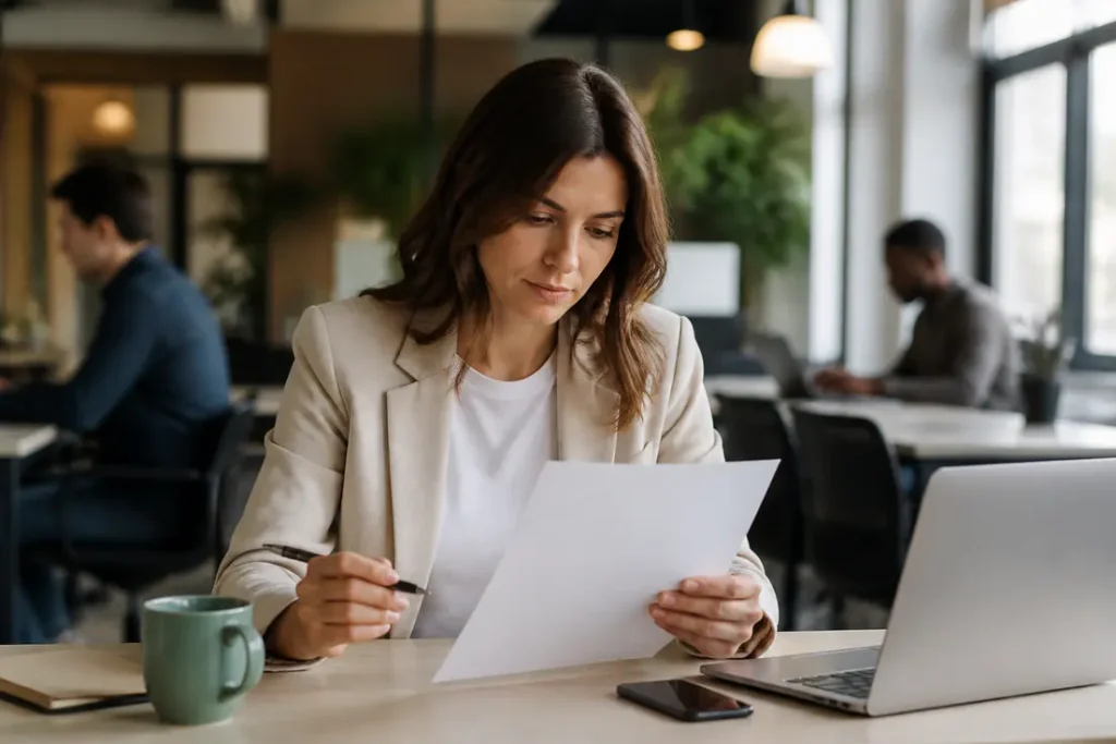 Analyse d'un contrat par une femme, avis abonnement la-maison-du-b2b.