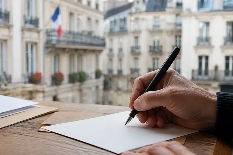 Une main attentive écrit une adresse sur une enveloppe, détaillant comment écrire une adresse enveloppe sans faute.