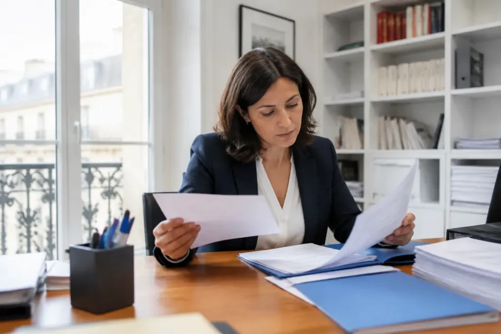 Un professionnel consultant des documents administratifs sur son bureau pour savoir comment choisir formation fiable.
