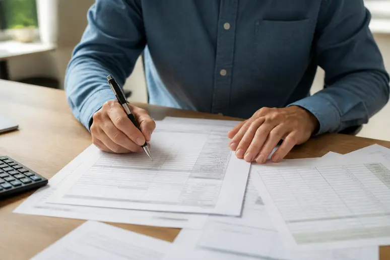 Remplissage du formulaire fiscal de déclaration d'exit tax sur un bureau