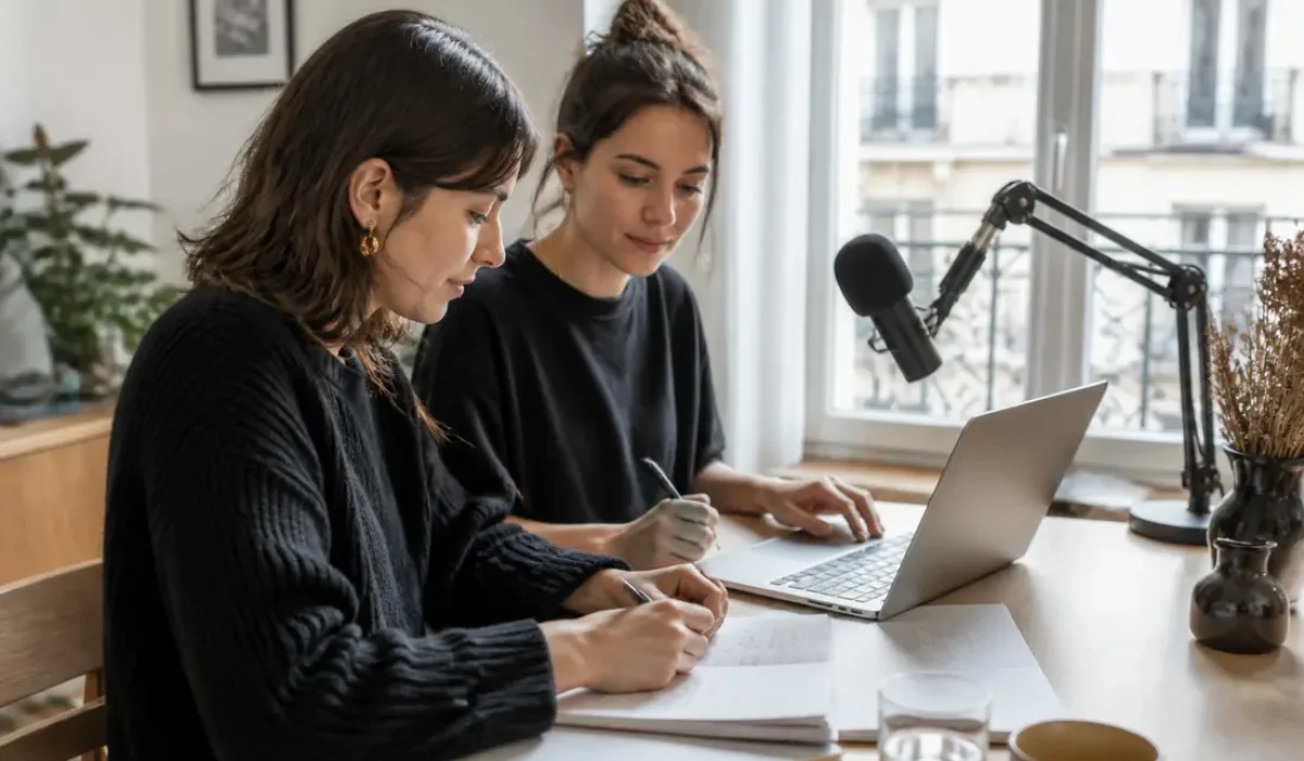 Deux créatrices échangent lors d'une session de queens gaming féminin en direct.