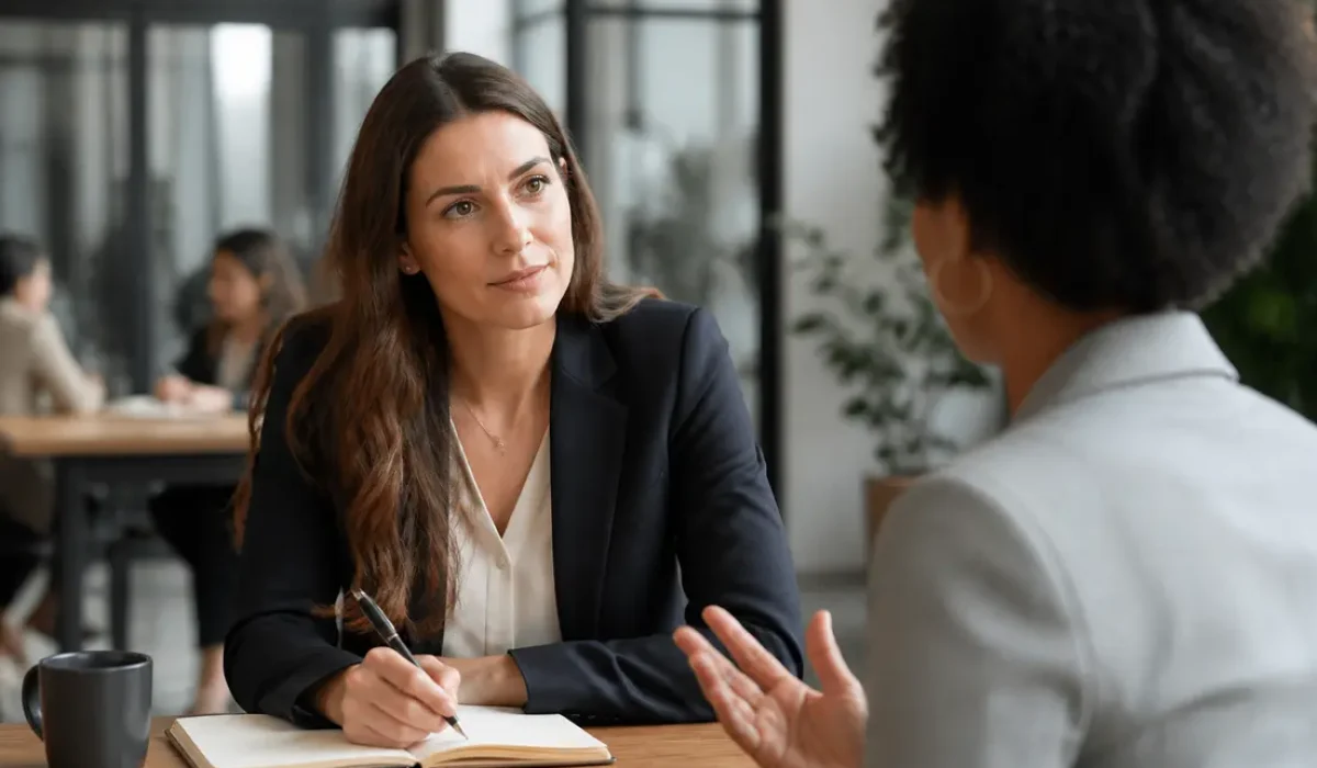 Consultant utilisant la méthode SONCASE pour comprendre les motivations d'un client en phase de découverte.